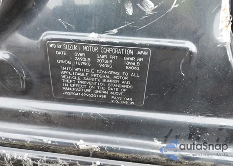 2009 Suzuki Sx4 Sport/Sport Technology из США, поврежденный, VIN JS2YC414996201995